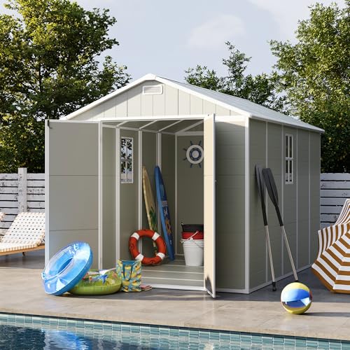 UDPATIO Outdoor Storage Shed 6x6 FT Resin Garden Shed with Lockable Door D90316