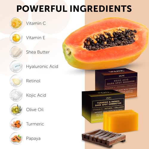 VALITIC Papaya and Turmeric Kojic Acid Soap Bar - Dark Spot Corrector - 2 Pack Q679222