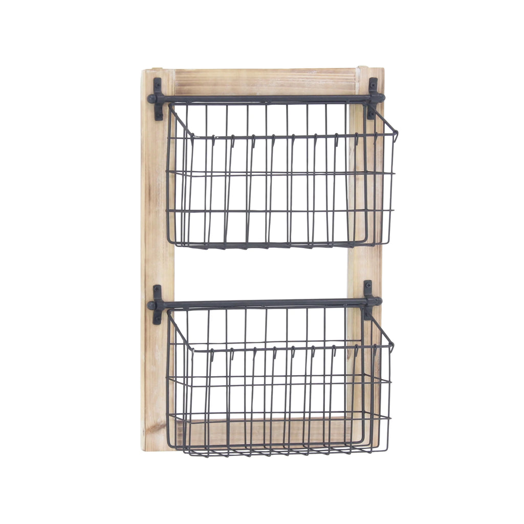 DecMode 22" Black Metal 2 Slots Magazine Rack Holder G757