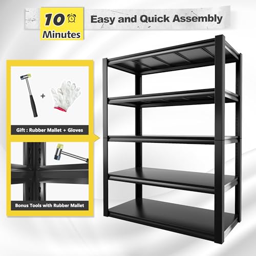 REIBII 48" W Garage Shelving 3000LBS Heavy Duty Metal Storage Shelves J429