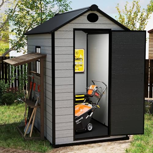 7.3 x 12 FT Resin Outdoor Storage Shed with Floor, Grey S427927