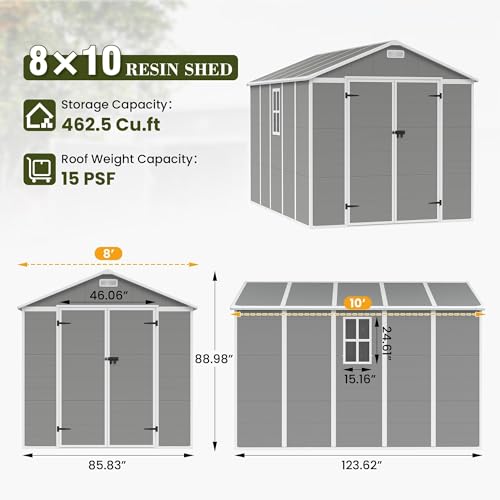 UDPATIO Outdoor Storage Shed 6x6 FT Resin Garden Shed with Lockable Door D90316