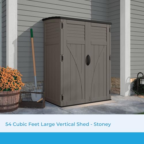 Suncast 54 Cubic Ft. Vertical Resin Outdoor Storage Shed with Lockable Double Doors C761295