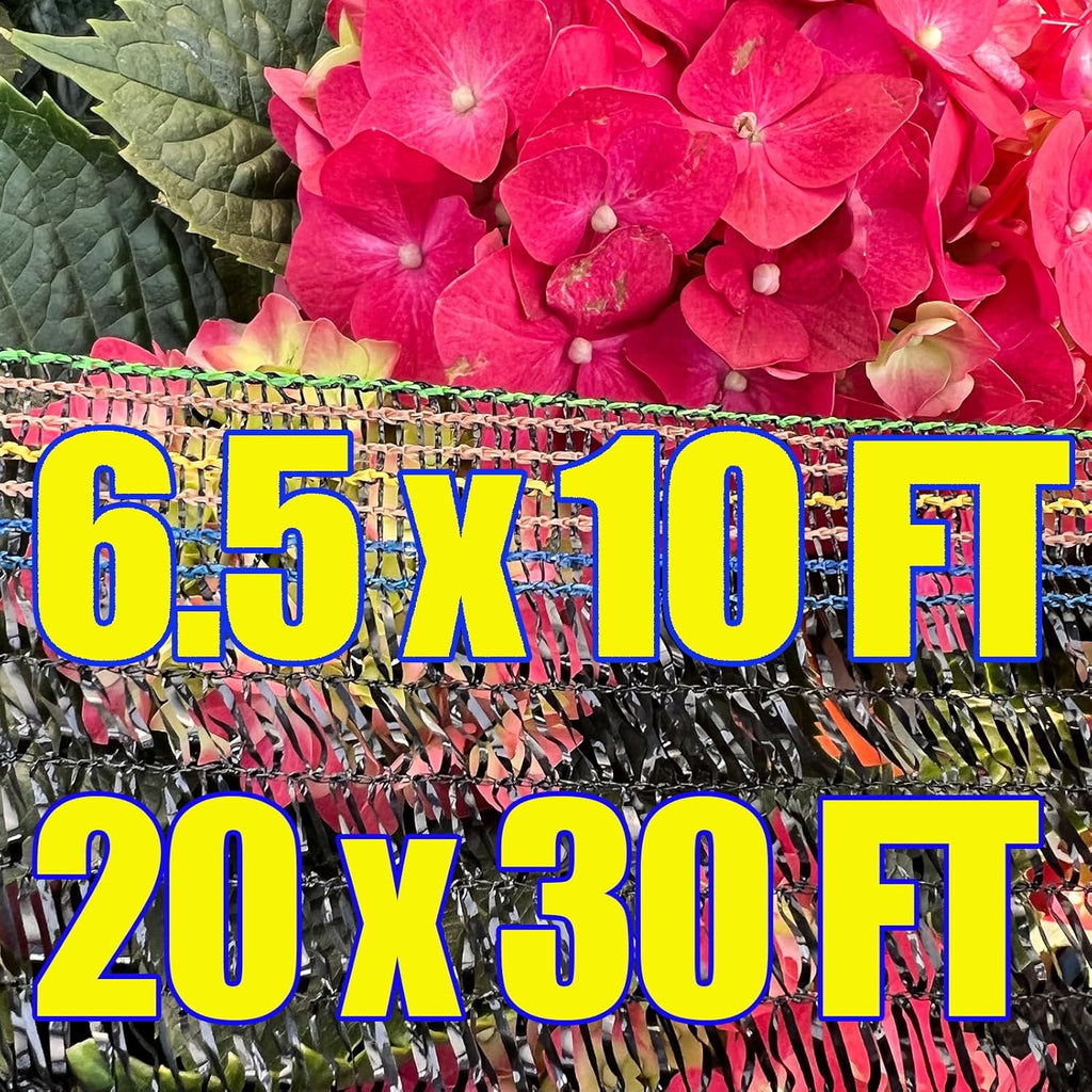 Shade Cloth, 20x30 FT and 6.5x10 FT Sunblock Shade Cloth Cover Mesh UV Resistant Net for Garden Flower Plant Greenhouse, Black