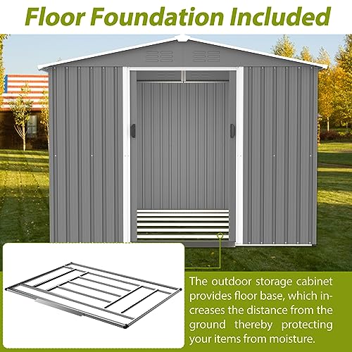 Outdoor Storage Shed 6x4 Ft, Heavy-Duty Resin Tool Shed with Lockable Doors Z7258