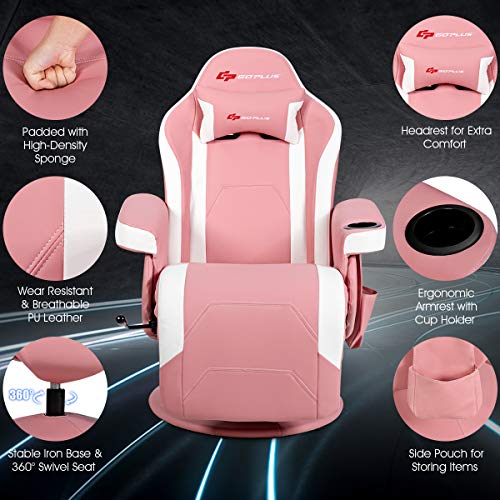 Goplus Massage Gaming Chair, Racing Recliner with Footrest, PU Leather N121