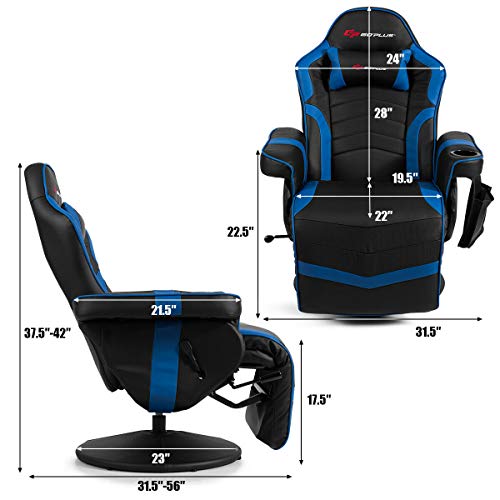 Goplus Massage Gaming Chair, Racing Recliner with Footrest, PU Leather N121