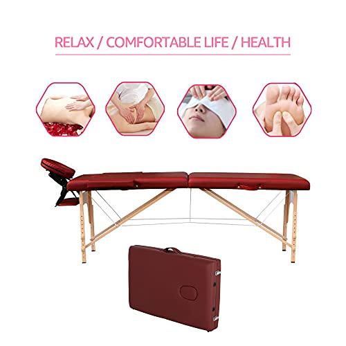 Portable Folding Massage Table 84 Inch with Carrying Bag, Adjustable Height, Brown M9922