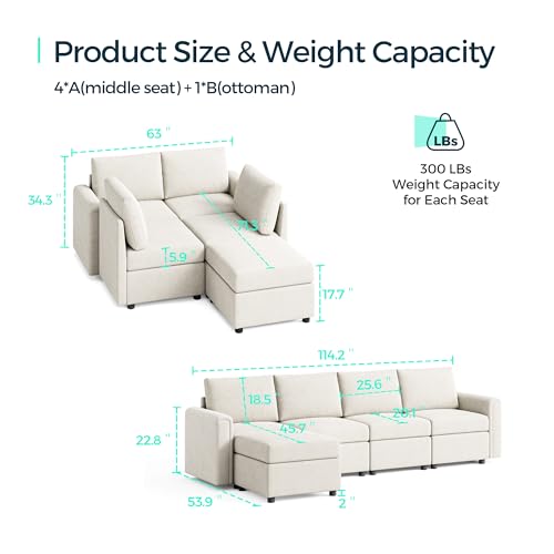 LINSY HOME Modular U Shaped Sectional Sofa with Storage, Blue M8981