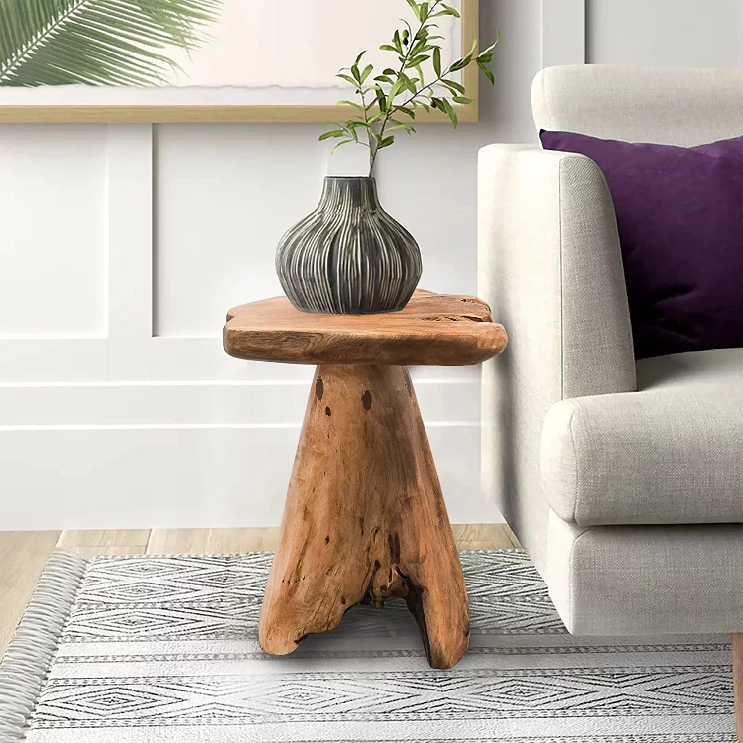 Natural Irregular Cedar Wood Tree Stump End Table Plant Stand C143
