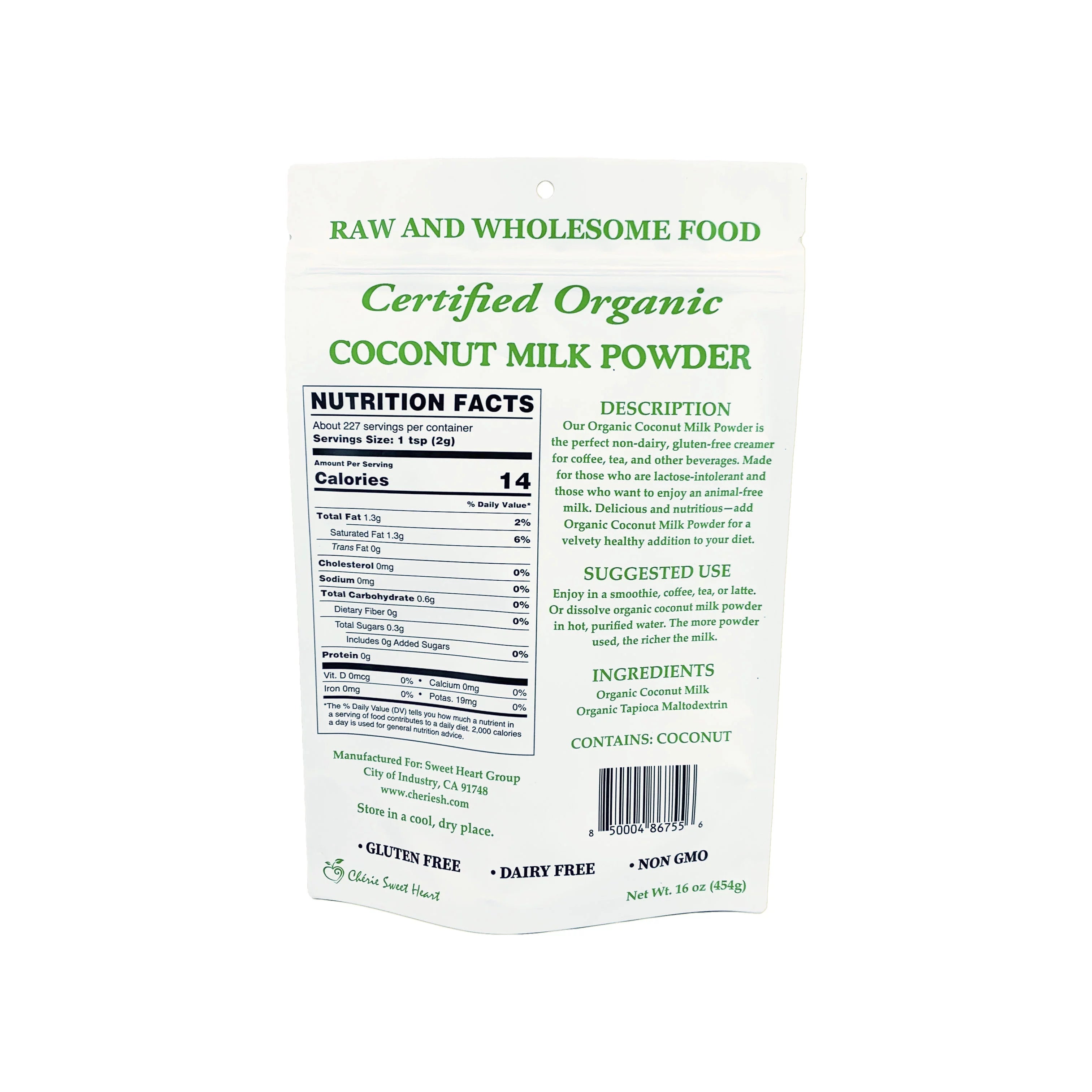 Cherie Sweet Heart Organic Coconut Milk Powder (2 Pack) F754