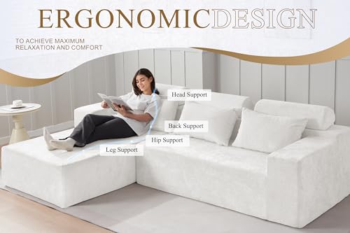 HABUTWAY 105" L-Shape Modular Sectional Sofa, Grey Velvet G848557