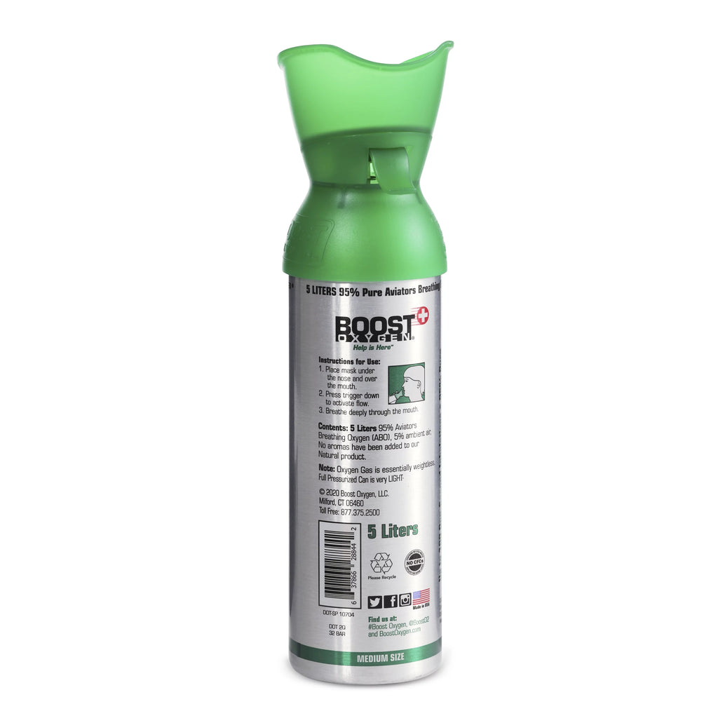 Boost Oxygen Natural Portable 5 Liter Pure Oxygen Canister, Flavorless 2 Pack T12693