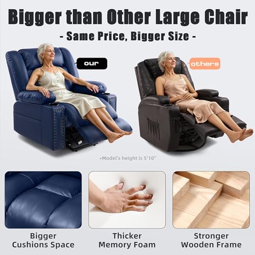 Large Power Lift Chair Recliner for Elderly with Heat and Massage, Dark Brown W500