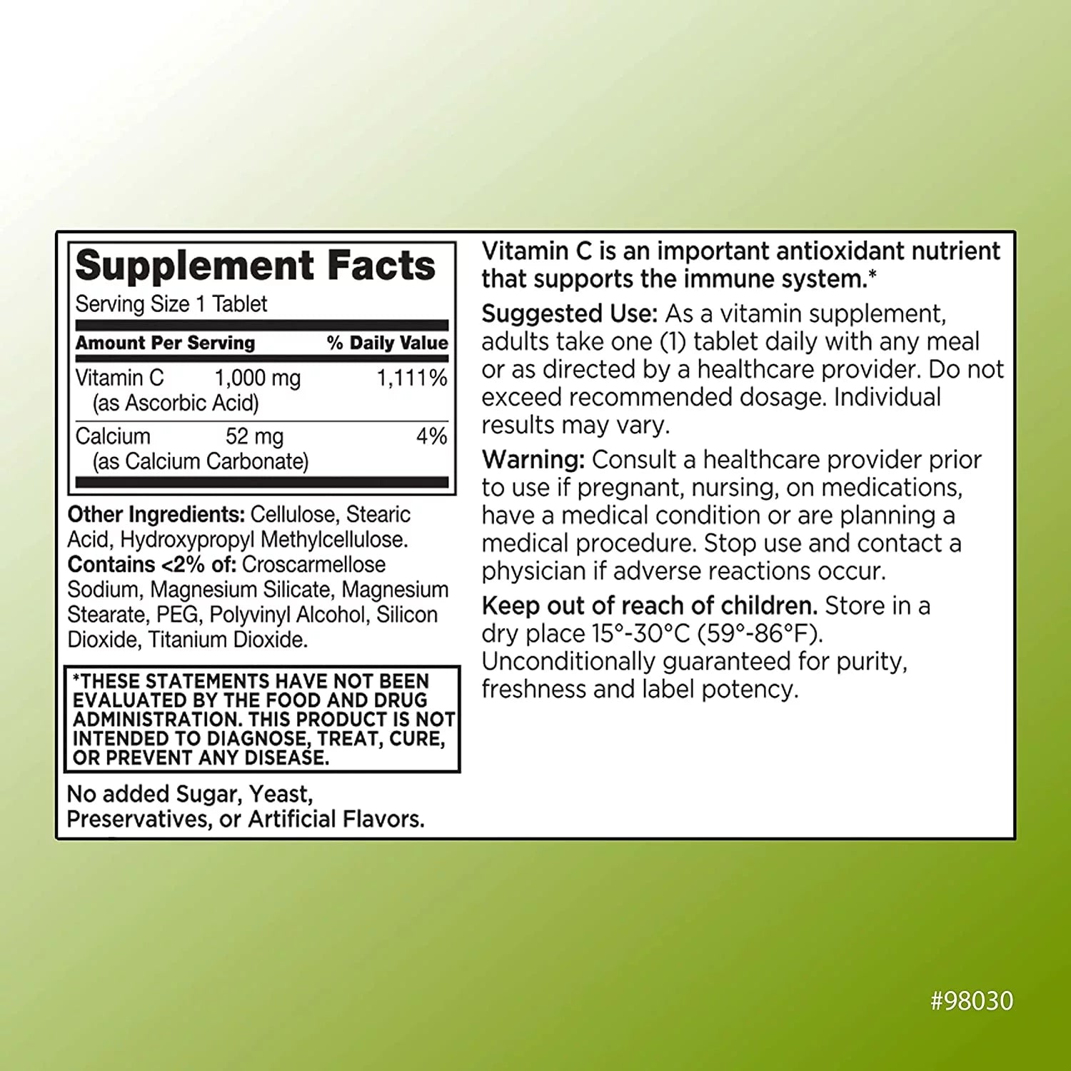 Quality Choice 1000mg Vitamin C Tablets, 100 Count, Pack of 4 R3402