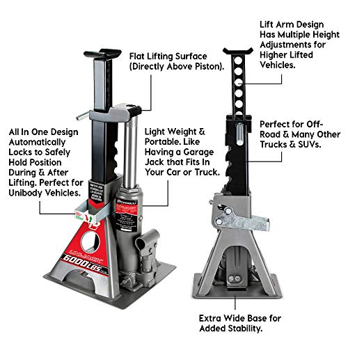 Powerbuilt 3 Ton Bottle Jack and Jack Stands in One, 6000 lb Capacity V6309
