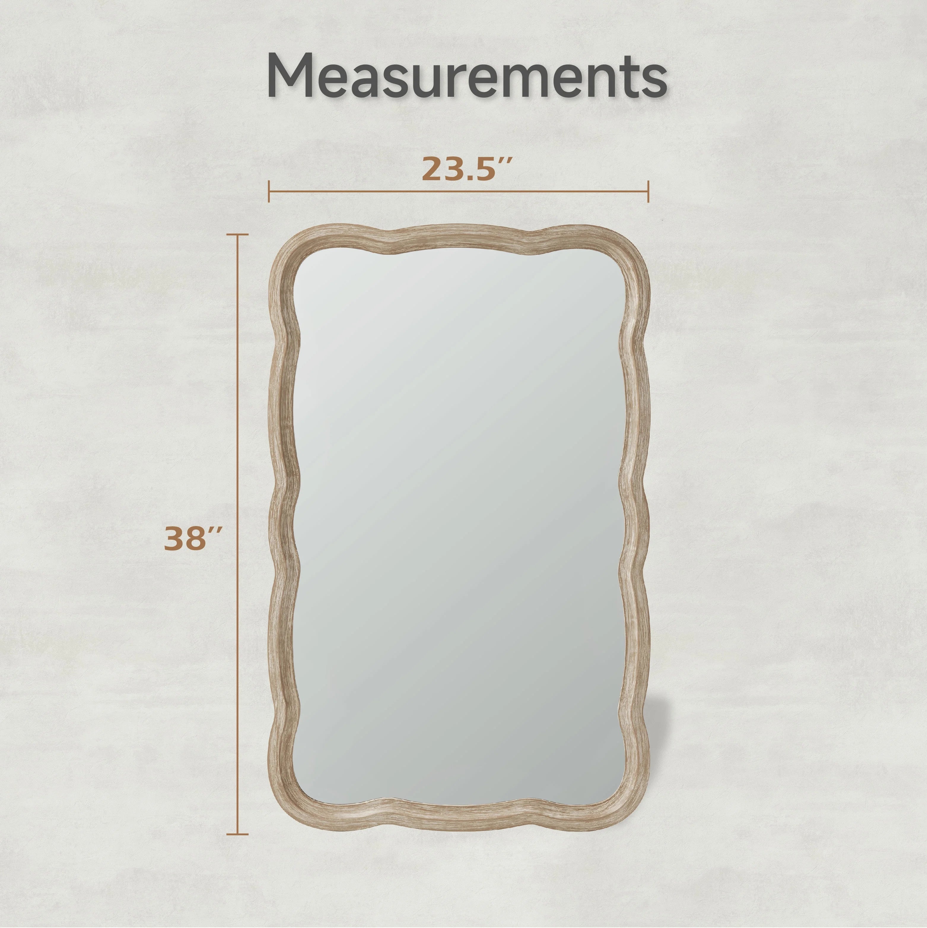 COZAYH Curved Wood Frame Accent Mirror, Farmhouse French Country Wall Mirror, 23.5"L x 38"W F7466