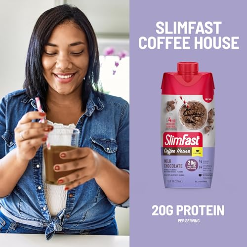 SlimFast Protein Shake, Chocolate, 20g Protein, Meal Replacement, 12 Count R712103