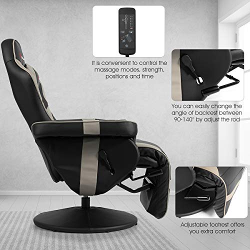 Goplus Massage Gaming Chair, Racing Recliner with Footrest, PU Leather N121