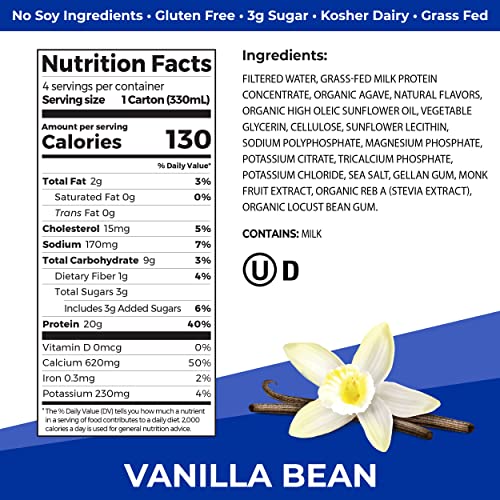 Orgain Clean Protein Shake, Vanilla Bean, 20g Whey, 11 Fl Oz (Pack of 12) L4233