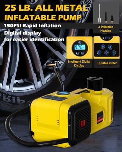 Electric Car Jack 5 Ton 12V with Impact Wrench, Tire Inflator and LED Light G256332