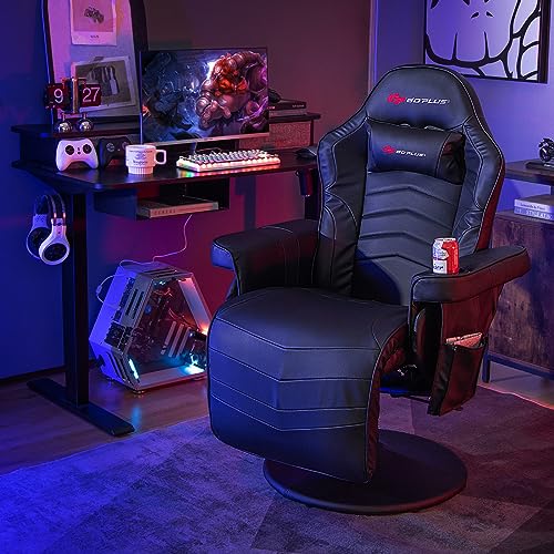 Goplus Massage Gaming Chair, Racing Recliner with Footrest, PU Leather N121