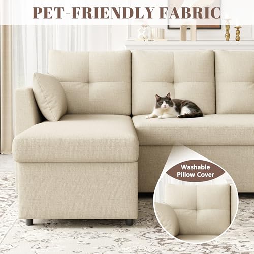 Oversized Sleeper Sofa Couch with Double Storage Chaise, Dark Grey U1381