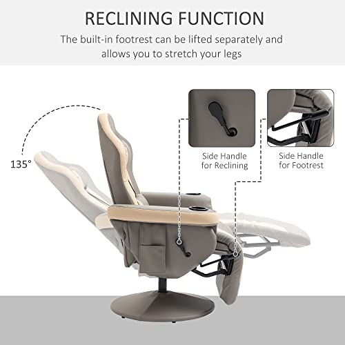 HOMCOM Manual Recliner Armchair PU Leather Lounge Chair with Adjustable Leg Rest Q125829