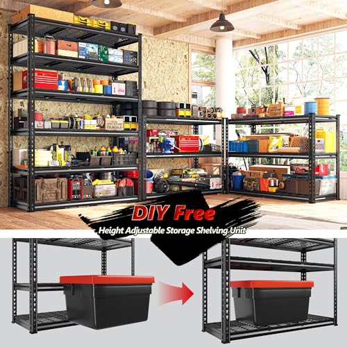 REIBII 60" W Garage Shelving 5-Tier Heavy Duty Metal Storage Shelves B60038