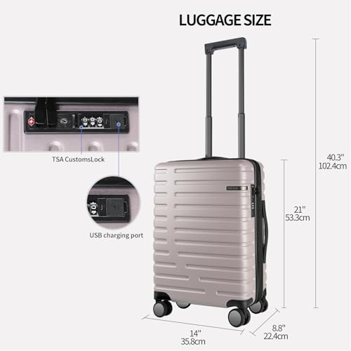 EMPSIGN Hardside Expandable Carry On Luggage with Spinner Wheels & TSA Lock, 20-Inch, Light Purple E815