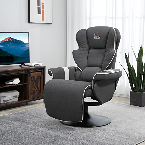 HOMCOM Manual Recliner Swivel Lounge Armchair with Footrest, Black X595632