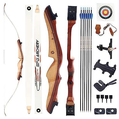 SOPOGER 54" Archery Set Adult Beginners - 20 lbs Takedown Recurve Bows for Adults Youth Teens Men Women Wood Longbow for Outdoor Target Arrow Practice Shooting Training