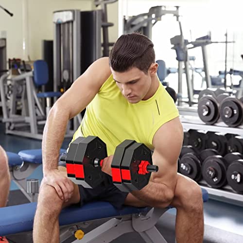 Adjustable Dumbbells Set, 20-80lbs Non-Rolling Hexagon for Home Gym W26355