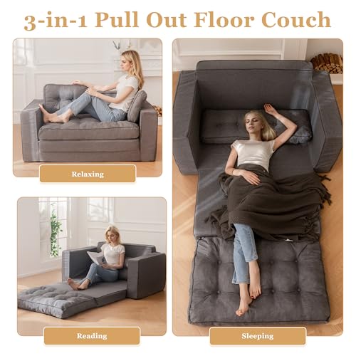 YOSHOOT Loveseat Sleeper Sofa 55" Convertible Sofa Bed Couch with Reclining Backrest U145129