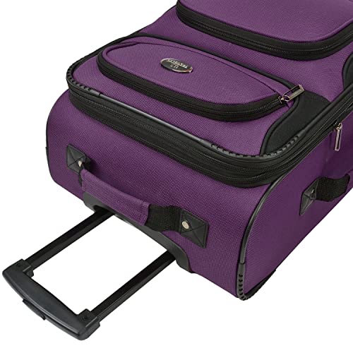 U.S. Traveler Expandable Carry-on Luggage Set, Purple, 4 Wheel S4045