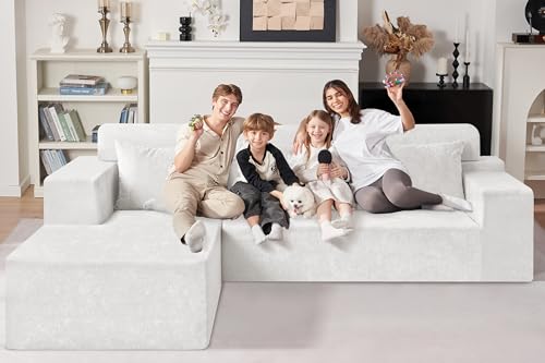 HABUTWAY 105" L-Shape Modular Sectional Sofa, Grey Velvet G848557