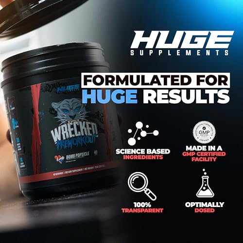 Wrecked Pre Workout Advanced Formula, 10g L-Citrulline, 6.4g Beta Alanine, 375mg Caffeine H8336