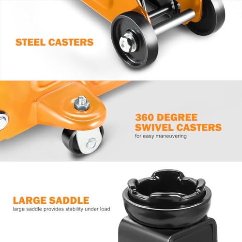 DNA MOTORING Floor Jack 3 Ton Low Profile Heavy Duty Hydraulic Car Jack, Black T11604