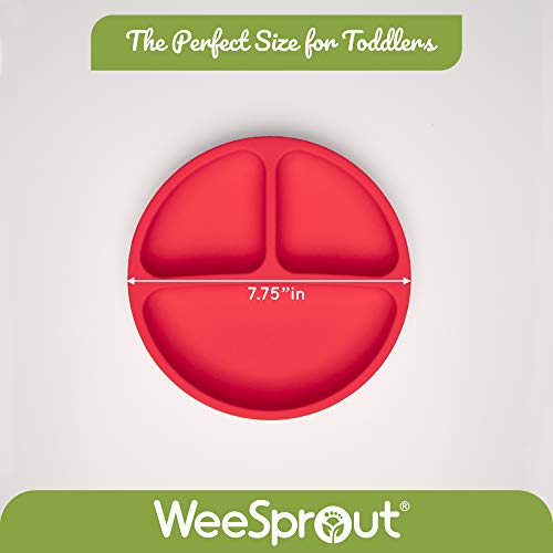 WeeSprout Suction Plates with Lids for Babies & Toddlers, 100% Silicone, 3 Pack S449223