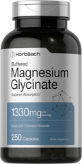 Magnesium Glycinate 1330mg | 250 Capsules | Buffered and Chelated | by Horbaach