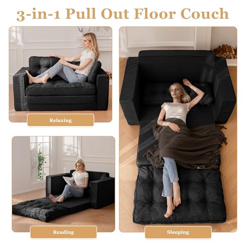 YOSHOOT Loveseat Sleeper Sofa 55" Convertible Sofa Bed Couch with Reclining Backrest W95942