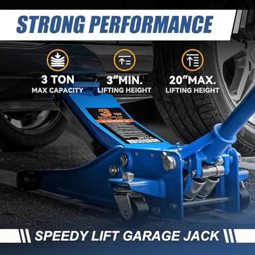 Auto Dynasty 4 Ton Low Profile Floor Jack, Heavy Duty Steel Hydraulic, Yellow B7990