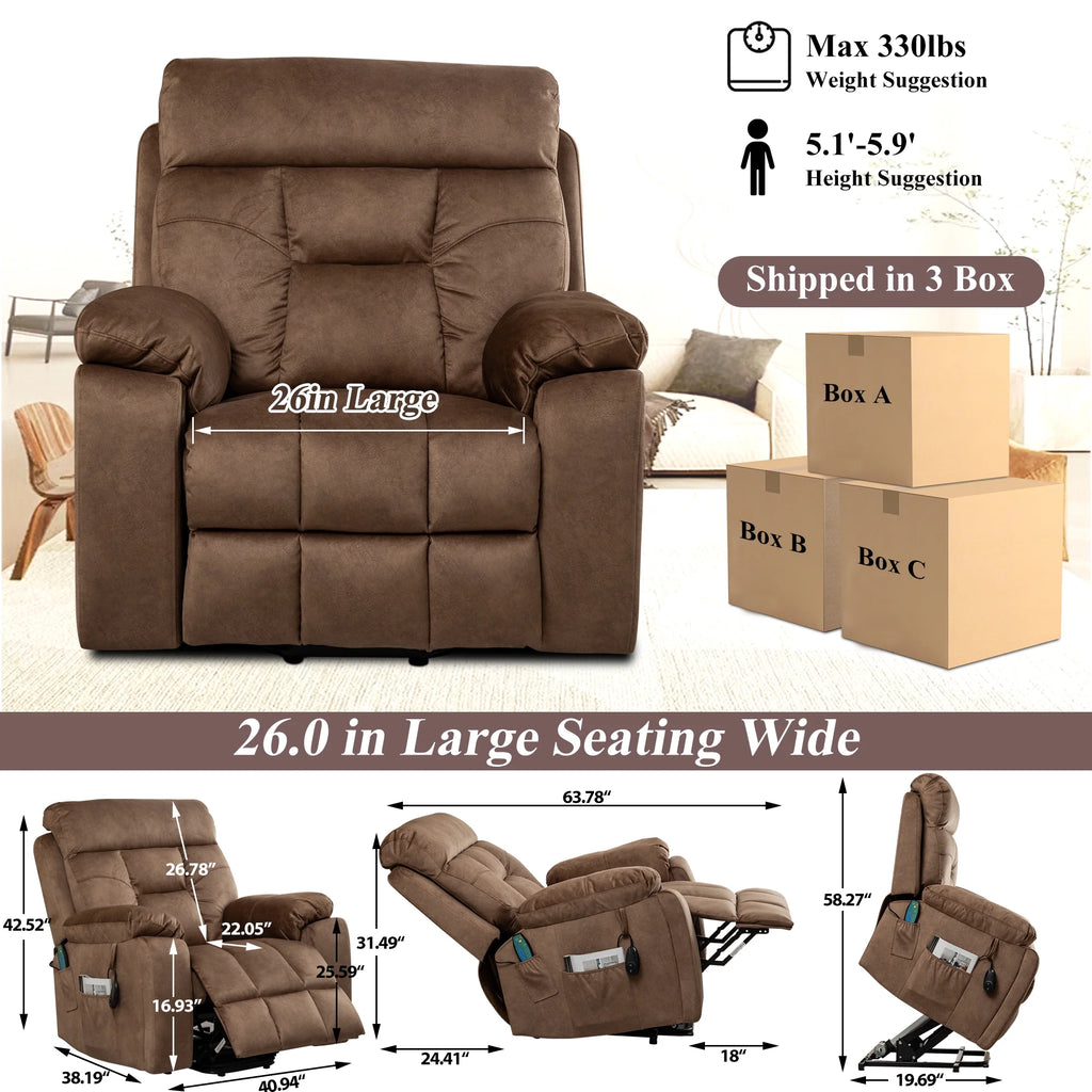 Legahome Power Lift Recliner Chair for Elderly with Heat and Massage, Dark Brown T270145
