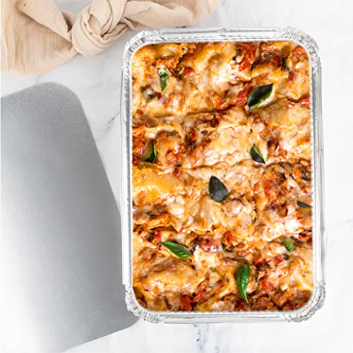 PLASTICPRO Disposable Aluminum Oblong Baking Pans with Cardboard Lids, 12 x 8 x 2 Inch, Pack of 10 U676