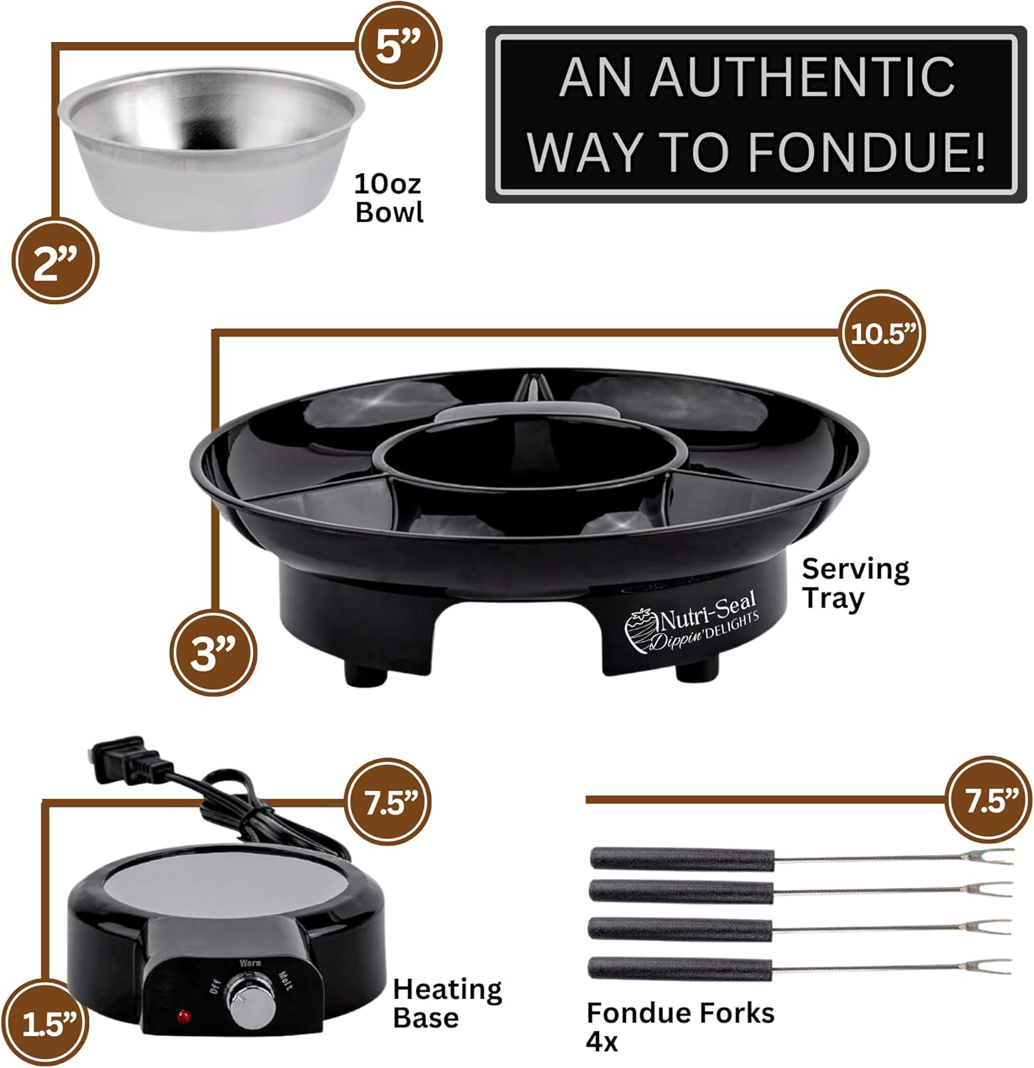 Dippin' Delights Premium Electric Fondue Pot Set with 4 Forks Q3015