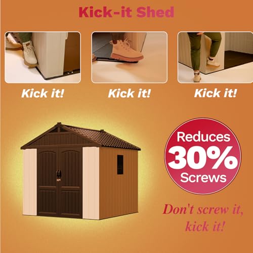 Patiowell 8 x 12 FT Plastic Outdoor Storage Shed with Floor, Window and Lockable Door F41822