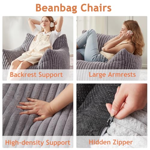 Giant Bean Bag Chair with Filling and Armrests for Adults Teens P241564
