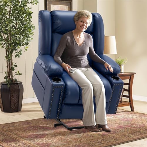 Large Power Lift Chair Recliner for Elderly with Heat and Massage, Dark Brown W500