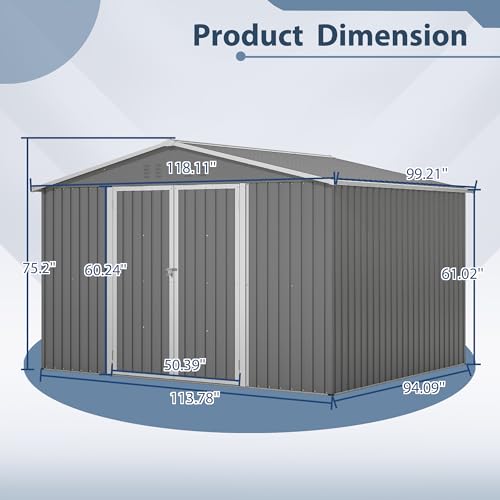 Outdoor Storage Shed 6x4 Ft, Heavy-Duty Resin Tool Shed with Lockable Doors Z7258