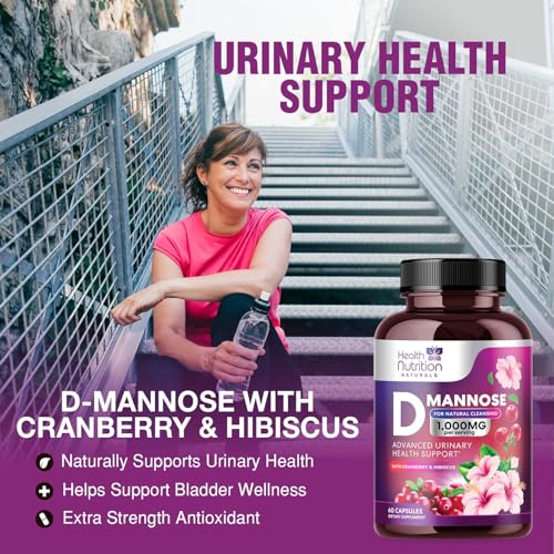 D-Mannose & Cranberry Extract 1350mg, Urinary Tract Health Support, Non-GMO, Vegan - 120 Capsules D9170